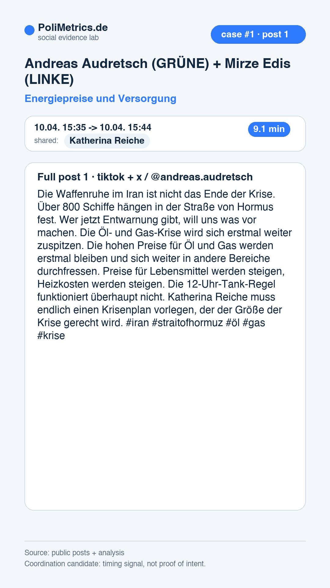 Detail card for Audretsch and Edis, first example post